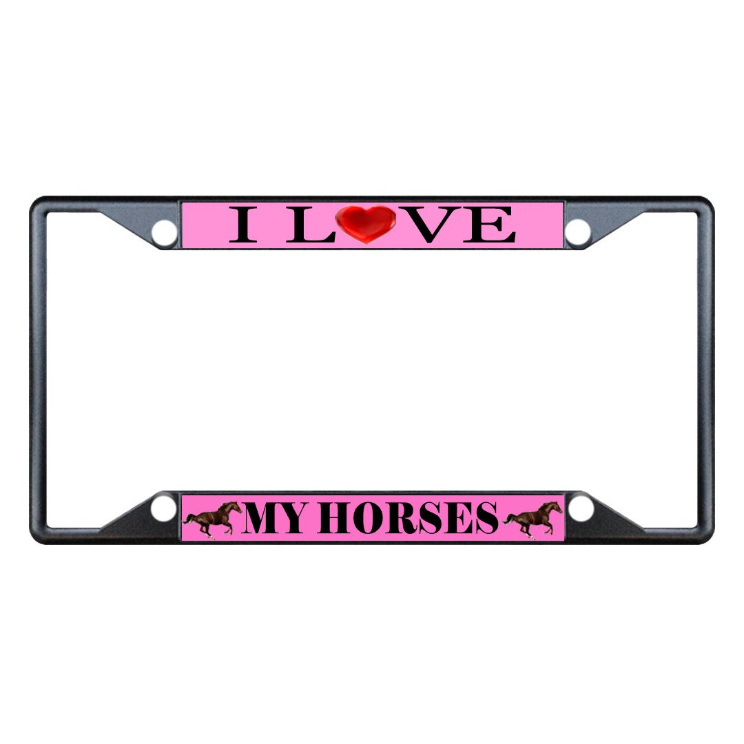 Fastasticdeals I Love My Horses Animal License Plate Frame Tag Holder Cover