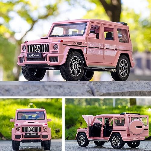 Image of Alloy Metal Car 1:24 AMG G63 G-Klessa Diecast Pullback Toy car with Openable Doors & Light, Music Boys Gifts Toys for Kids (Pink)
