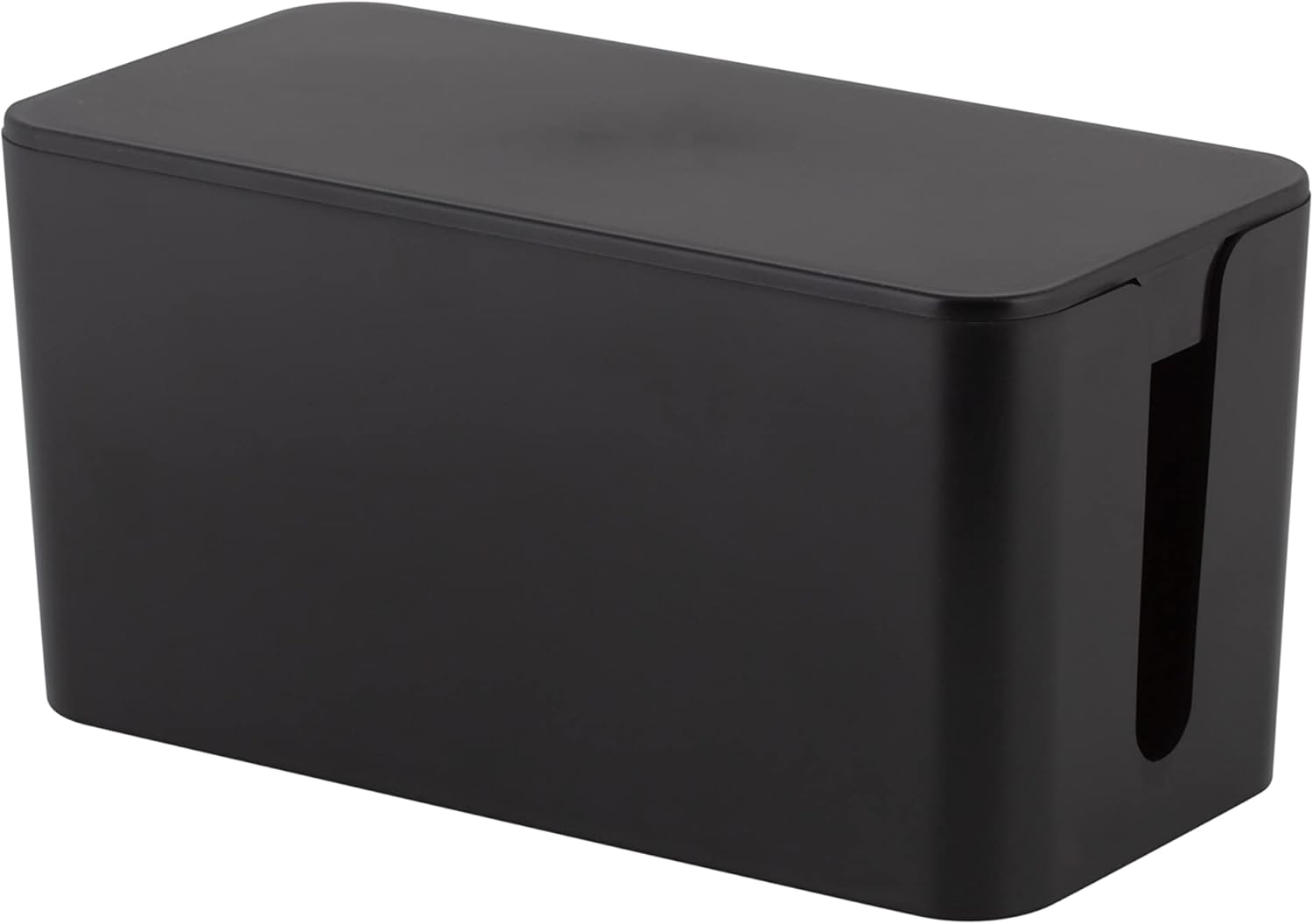 Black Rectangular Lidded Cable Organizer Storage Bin Set