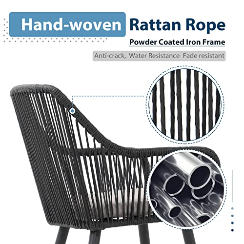 Joivi Patio Dining Chairs Set Of 4, Outdoor Rattan Chairs With Armrest And Cushions For Outside Lawn, Garden, Backyard, Indoor, Black #TOP5