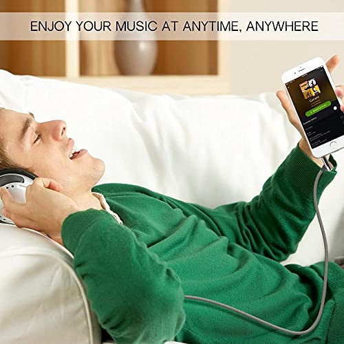 Image of Aux Audio Cable with Microphone and in-line Control, 3.5mm Male to Male Cable Headphone Cable Premium Nylon Auxiliary Cord for Headphones, PS4, Home /Car Stereos All Smartphone, Pack of 1