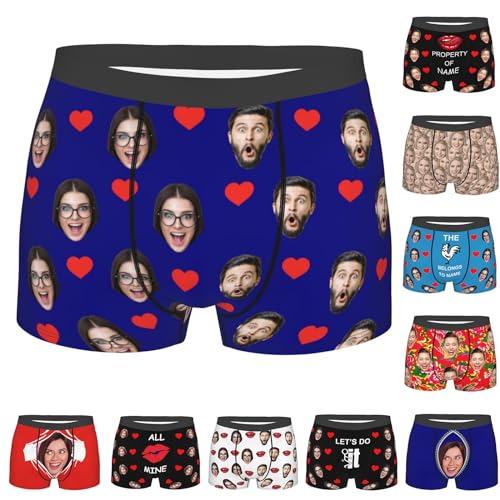 Personalized Boxers for Men Custom Underwear with Face Photo Customized Boyfriend Husband Valentine's Birthday Gifts