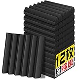 YOPIN 吸音材 30*30*5cm 極厚 ウレタンフォーム 吸音対策 室内装飾 楽器 消音 騒音 防音 吸音パネル 両面テープ付き (1.08㎡（12枚）, 黒(ウェッジ形))