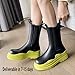 SANIOOOI Women Platform Chelsea Bootie,Fashion Mid Calf Boots Chunky Double Heel Round Toe Slip on Thick Sole (Yellow,9)