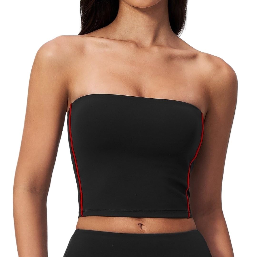 Sujetador Deportivo sin Tirantes para Mujer, Top Yoga Nailon sin Costuras con Almohadillas ExtraíBles, Bandeau Transpirable Entrenamiento