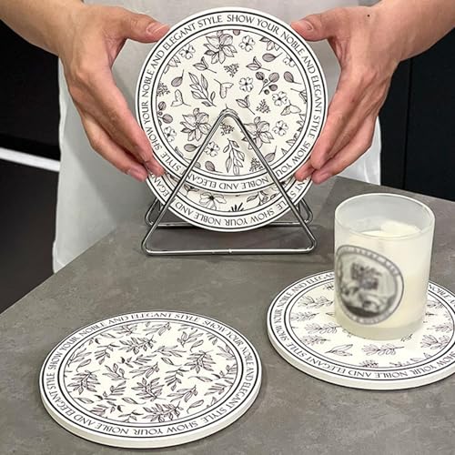 Image of CALANDIS 4Pcs Hot Pot Heat Insulation Pad Creative for Tabletop Dining Table Bathroom | 4 Drink Coasters 1 Tripod
