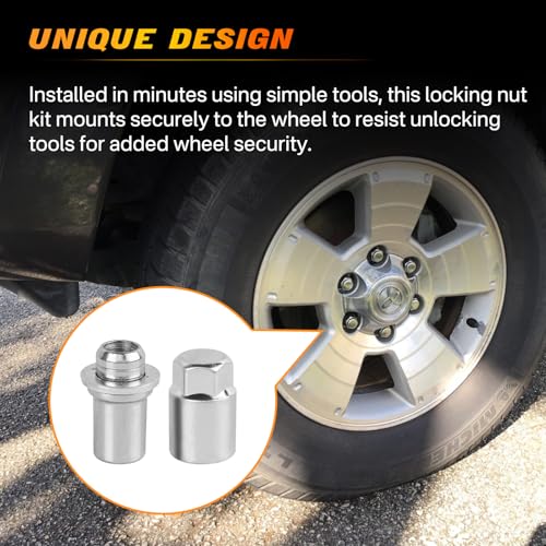 Image of 00276-00901 Chrome Locking Lug Nuts M12 x 1.5 4 Pcs Compatible with 2005-2024 Toyota 4Runner Corolla Cruiser Highlander Matrix Sequoia Solara Tacoma Lexus GX460 GX470 RX330 SC430 27600901