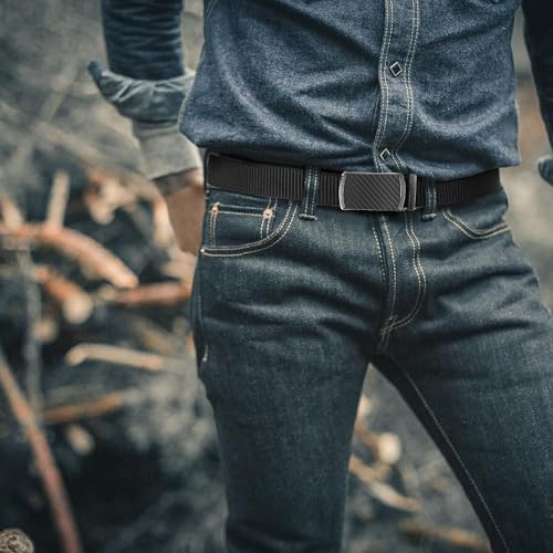 Image of Chaoren Leather Ratchet Belt 2 Pack Dress with Click Sliding Buckle 1 3 /8 inch in Gift Set Box - Adjustable Trim to Fit