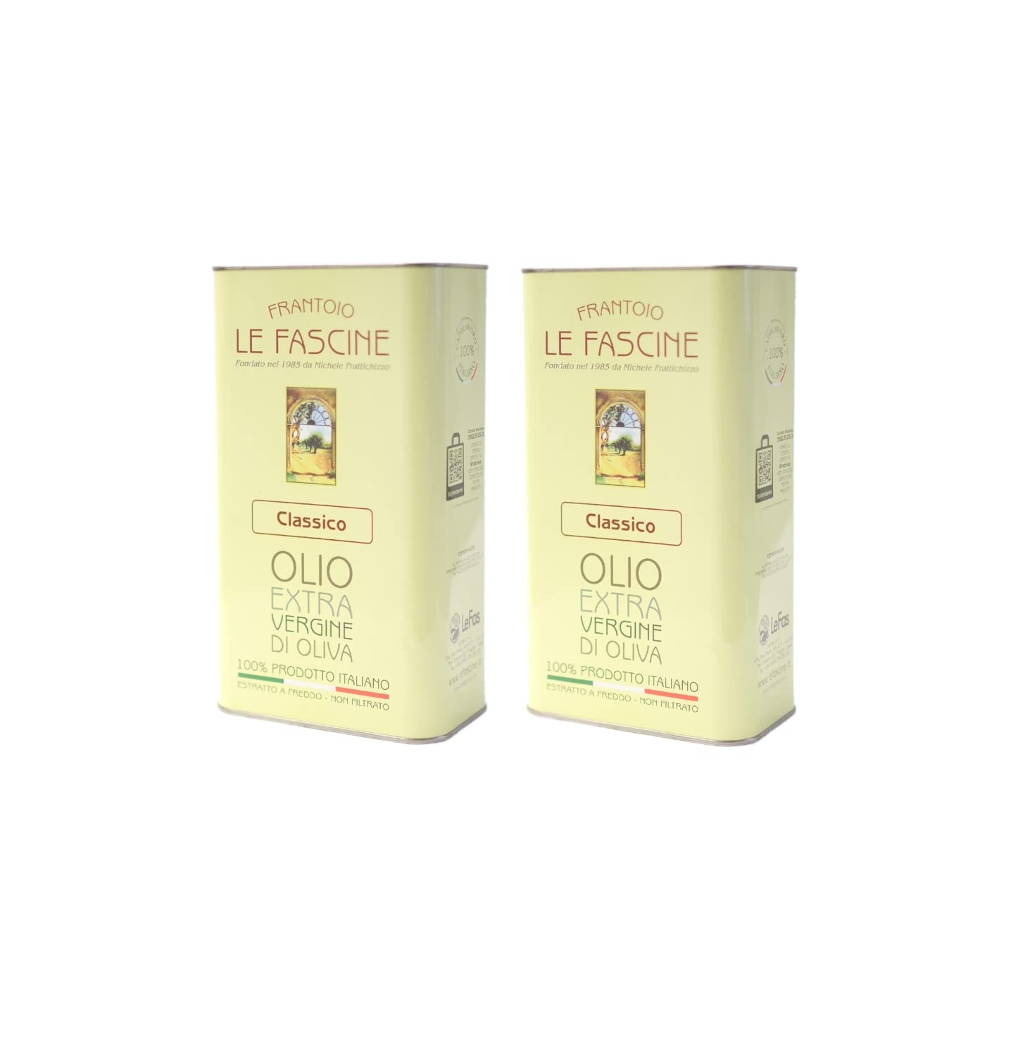 Le Fascine "Classico" - 100% italienisches Olivenöl, extra natives Olivenöl, kaltgewonnen, ungefiltert, 100% hergestellt von Monocultivar Provençal (2 x 3 Liter)