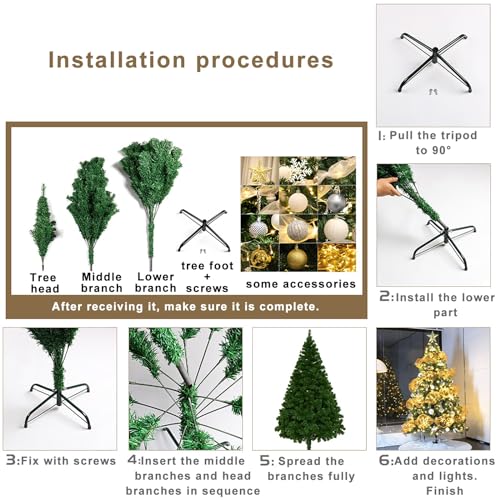 Árbol de Navidad artificial frondoso y árboles de Navidad con soporte metálico 6