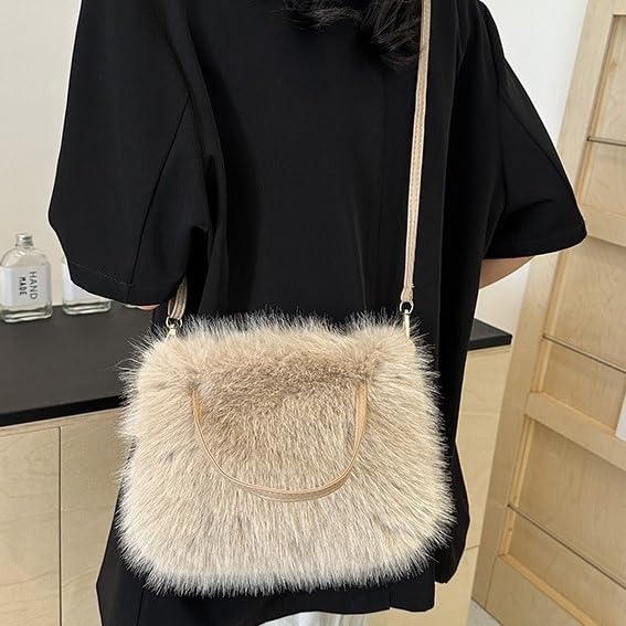 Faux Fur Purse for Women Girls Fuzzy Small Crossbody Bag Cute Plush Purses with Shoulder Strap Furry Fluffy Bags4