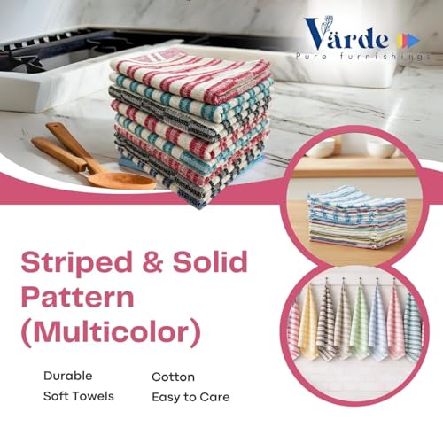 Image of 5 Pcs Dishcloths | 12x16 Inches | Bulk Cotton Kitchen Cleaning Dish Cloths | Scrubbing Wash Cloth Sets | Multipurpose Cloth | 100% Cotton. (Multicolor, Set of 5)