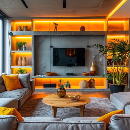 Image of LED Strip Lights 24V COB Gold Yellow Lighting16.4ft (No Power Supply) | Super Bright, Dotless High Density 14W /m, 8mm Width Cuttable Flexible, Home DIY Commercial Decoration