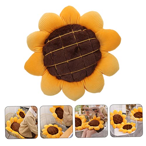 Image of RVA 3D Sunflower Flower Floor Pillow Seating Cushion Mat Yellow Color 45cm | Head Rest Use in Car, Kids & Girls Room Decoration | Floor Cushion for Bedroom Living Room