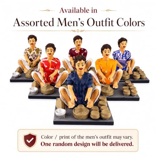 Image of Krishnanagar Handmade Clay Gift & Decor | Basic- Sitting Human Figure Miniature Idol - Potter