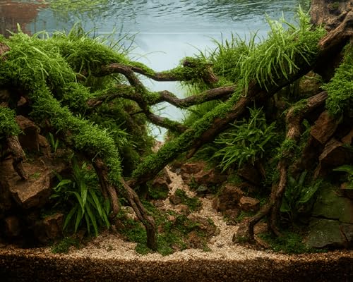 NatureHolic Sea Wood Aquarium & Terrarium Deko Wurzel - Natürliches Wurzelholz für Aquascaping - Versteckmöglichkeiten für Fische & Garnelen - Huminstoffe für gesundes Milieu - Größe S