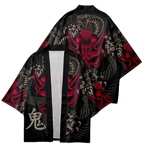 DOSLAVIDA Men's Kimono Cargigan Suits Lightweight 2 Piece Beach Outfits Japanese Open Front 3/4 Sleeve Shirt & Shorts3