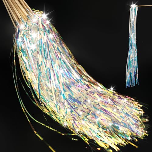​Drixbor 24 PCS Light Up Wedding Wands - LED Tinsel Streamers for Wedding Send Off & Grand Entrance, Party Favors for Weddings Birthdays Christmas (Colorful)