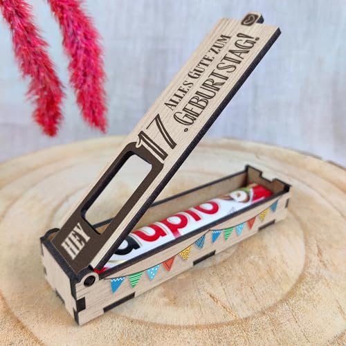 17 Geburtstag - Schokoriegel Geschenkbox inkl. Duplo - 17. Geburtstag Junge, tolle Geschenkideen für Siebzehnjährige, süßes Mädchen Geschenk, coole Party Deko, ideales Präsent zum Siebzehnten!