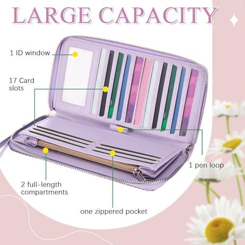 Image of MotiMind Purple Bling Gift Glitter Sparkly Wallet for Women Rhinestone /Pearl Wallet RFID Blocking Phone Purse Gifts for Mother's Day (Pearl)