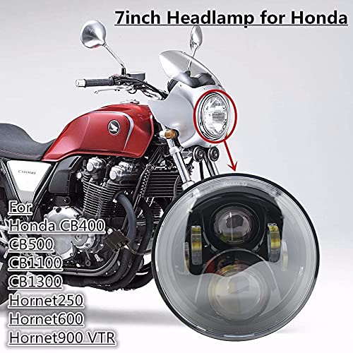 GSDGBDFE Black 7LED Motociclo H4 Faro Faro da 7