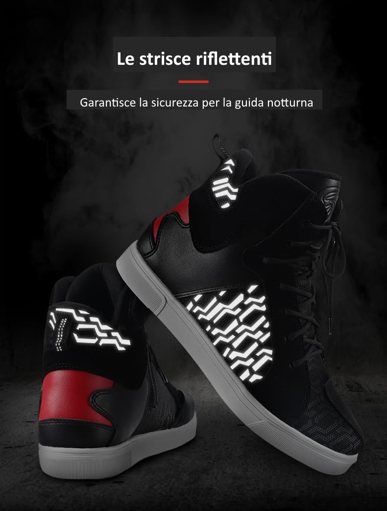 Zapatos Moto hombre Botas Moto de piel Transpirable Reforzado con Soporte del Tobillo Suela Antideslizante