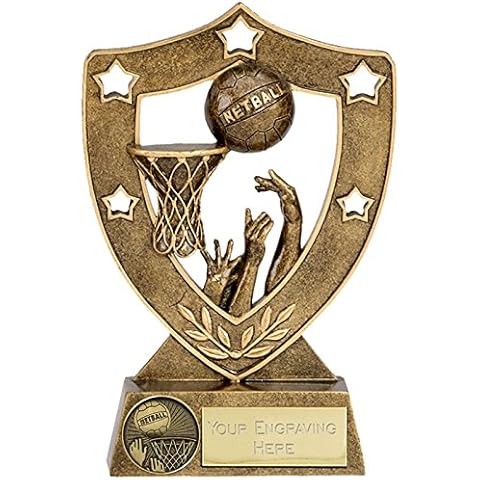 Womack Graphics 5 inch (12.5cm) ShieldStar5 Netball Trophy Award N01036A/G with Free Engraving upto 50 letters Cover
