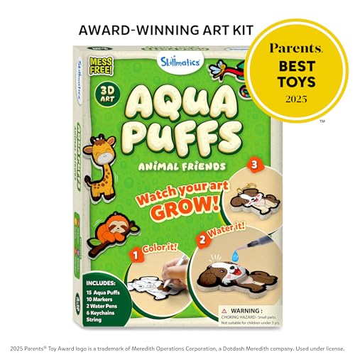 Skillmatics 3D Art Kit - Aqua Puffs Animals, Mess-Free Paint by Number Craft for Kids, DIY Color & Inflate Activity, Travel & Creative Valentine’s Day Gift for Girls & Boys Ages 4, 5, 6, 7, 8, 9, 10 - Image 5