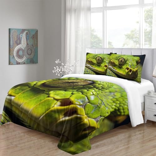 Housse de couette serpent parure de lit 3D animal imprimé microfibre 3 pièces 200x200cm - 6