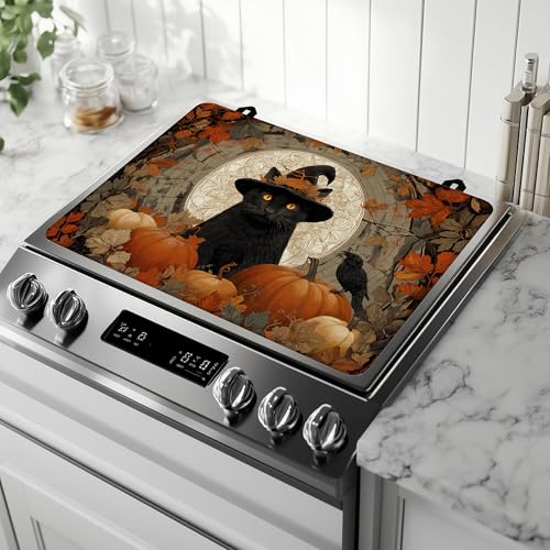 Stove Top Covers for Electric Stove,Halloween Black Cat Stove Top