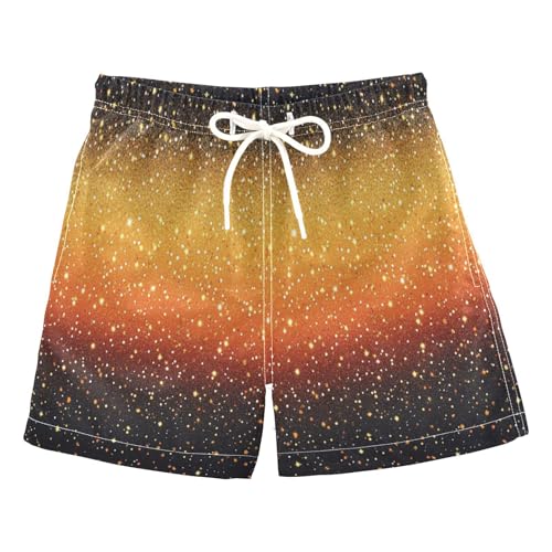 Boccsty Sunset Orange Golden Yellow Glitter Boys Swim Trunks Baby Kids Swimwear Summer Toddler Beach Board Shorts 2T