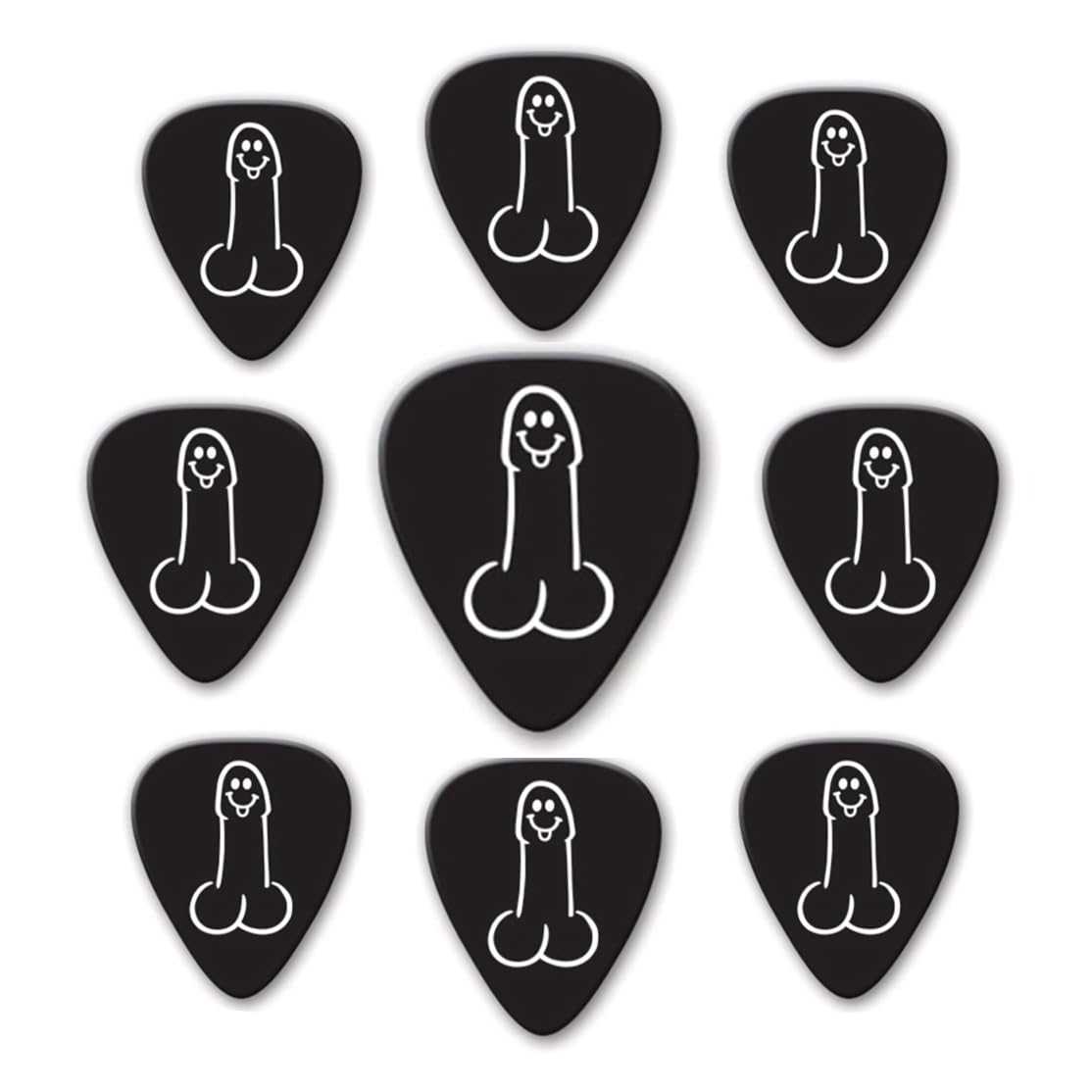 Pack of 9 x DickPicks - Celluloid Electric & Acoustic Guitar Pick Plectrums - 1.35mm 'Stiffy', Black, Stiffy (1.35mm)
