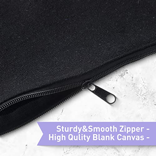 Image of Frienda 50 Pcs Canvas Zipper Pouch Bulk Gift Small Blank Pouch Makeup Bag Cosmetic Toiletry Bag Appreciation Gift for DIY Craft Projects Employee Coworkers Staff Team(Black)
