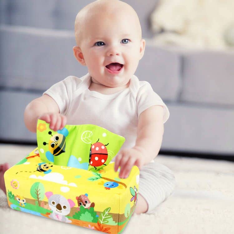 Caja De Pañuelos Para Bebés Juguetes Montessori Para Bebés De 6 A 12 Juguete Sensorial Para Bebes Cuticat Juego Sensorial