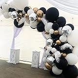 Black Gold Metallic White Silver Metallic Balloon Garland Arch kit backdrop 124pcs Great Latex...