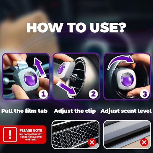 Image of Air Jungles Lavender Scent Car Air Freshener Vent Clips 6 Ct, Long Lasting | Last Up to 180 days, Natural Essential Oil, Car Fragrance Accessories for Women and Men, Odor Eliminator, 4 mL Each