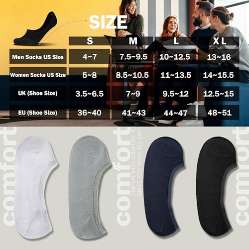 BRISIRA Bamboo Viscose Compression No Show Socks Men Women 5 Pairs Loafer Sneakers Low Cut Invisible Sock With Non Slip Grips 6