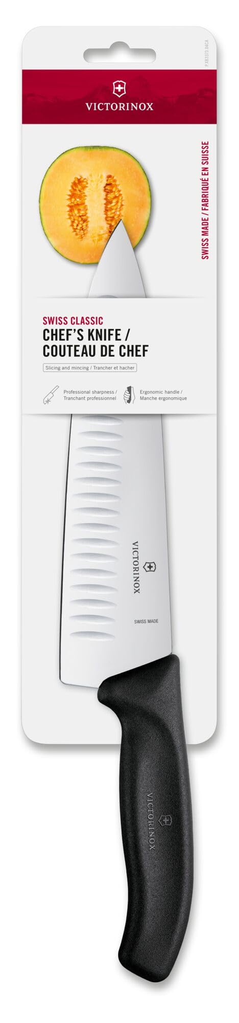 Victorinox Swiss Classic 8 Inch Chef's Knife with Granton Blade, Stainless Steel, Black — Amazon image 4