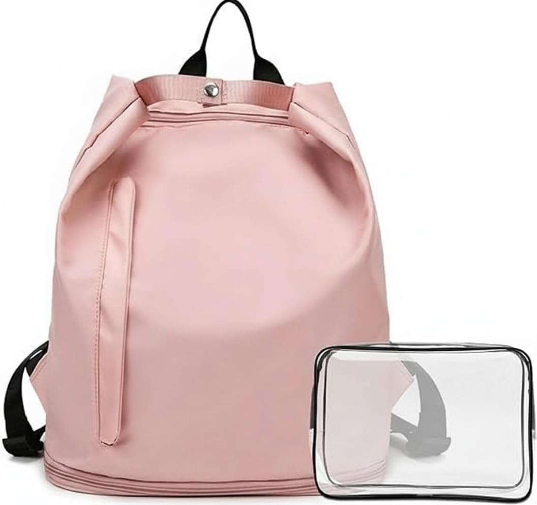 Gym Sports Backpack, for Women Men with Shoe Compartment & Wet Pocket Water Resistant Small Workout bag, Large Capacity & Multi Pockets, High-density Polyester Fabric, Tear-resistant (Pink)