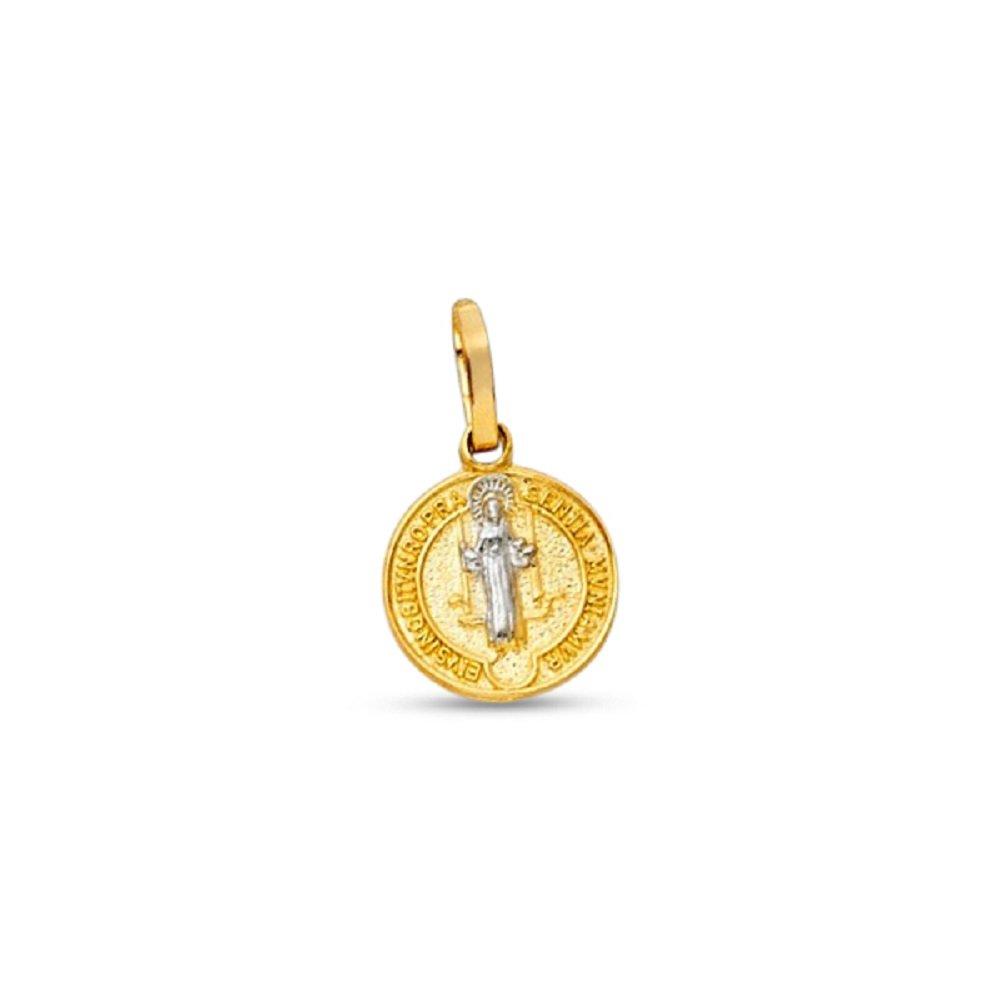 EIVS IN OBITV NRO PRAE SENTIA MVNIAMVR Charm 14k Yellow White Gold Pendant Solid 10 x 10 mm