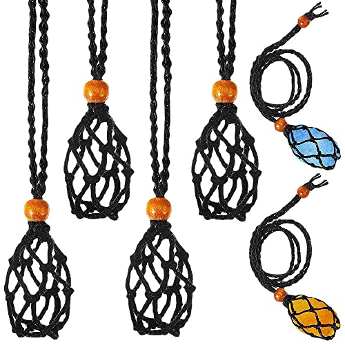 4 cuerdas para collar de piedra vacío, cordón de piedra, soporte para jaulas, collar de cristal de red, para cristales, 90 cm (Negro), No