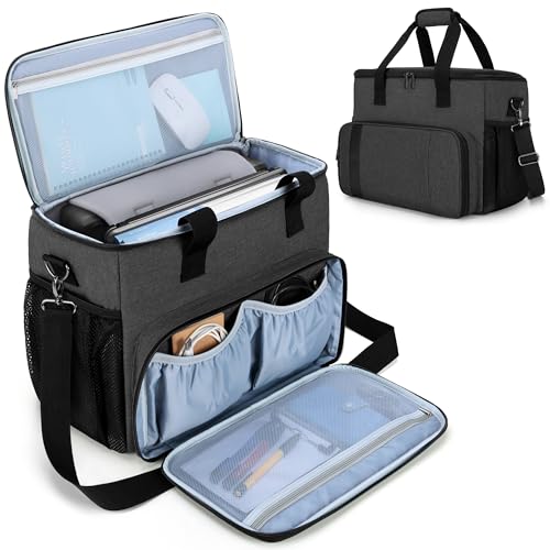 Image of CURMIO Portable Printer Carrying Case Compatible with HP Tango /Tango X, OfficeJet 200 /250, Wireless Mobile Printer Bag with 15.6 inch Laptop Sleeve and Accessory Pockets for Power Cable and Cartridges