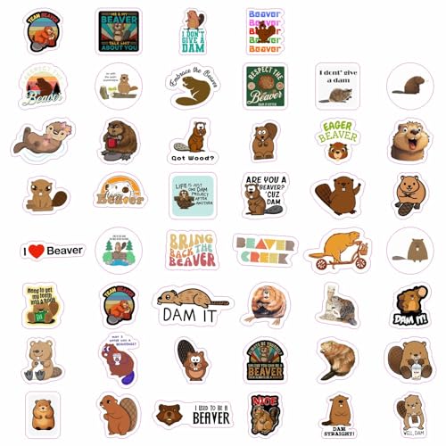 BulbaCraft Beaver Stickers for Water Bottle and Laptop - Nature Party Supplies & Decorations, Waterproof Vinyl Animal Decals, Cute Beaver Stickers Laptop Decals, Gifts for Women & Men