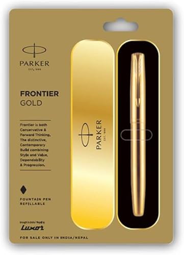 PARKER Pluma estilográfica Frontier Gold con clip chapado en oro - Punta fina