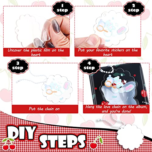 3 Pieces 3 Inch Mini Photo Album Set Kpop Photocard Holder Book Photocard Binder Kpop Album With Pendant And Diy Keychian For Collecting Picture, 40 Pockets(Cherry, Butterfly)