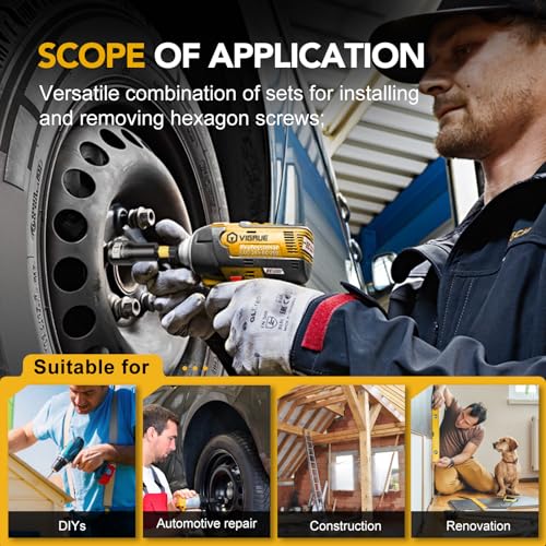 VIGRUE 46PCS Nut Driver Set for Impact Drill, Magnetic and Deep Nut Drivers, Metric & SAE Nut Drivers, Wing Nut Driver, Bit Extension, 1/4 Quick Change and Phillips Torx Hex Screwdriver Bit