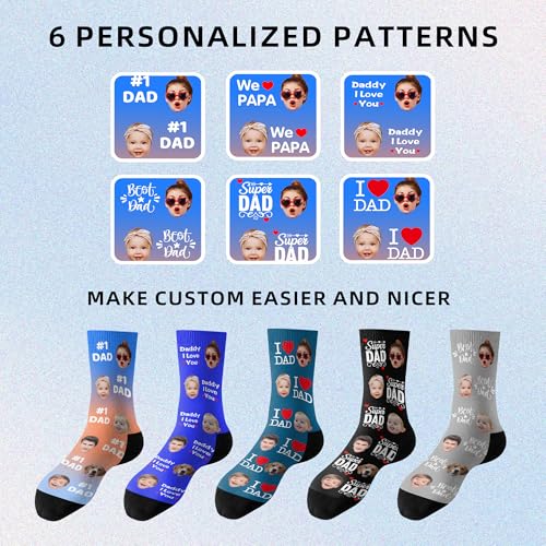 Custom Socks with FACE PHOTOS TEXT Made in USA, Personalized Funny Gifts for Birthday Christmas Wedding