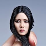 1/6 Scale Female Head Sculpt,Asian Girl Long Black Hair Head Carved for 12inch Female Action Figure Body Doll