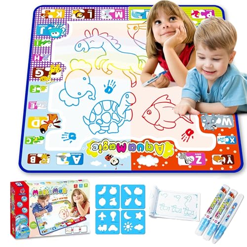 Kidology Water Color Mat - Doodle Water Drawing Mats 2 in 1 No Mess Coloring Educational Painting Toys for Toddlers Boys Girls Age 3 4 5 6 7 8 Year Old Indoor/Outdoor Play (Blue Design 2) (B0DBQD3K3K) Amazon Price History, Amazon Price Tracker