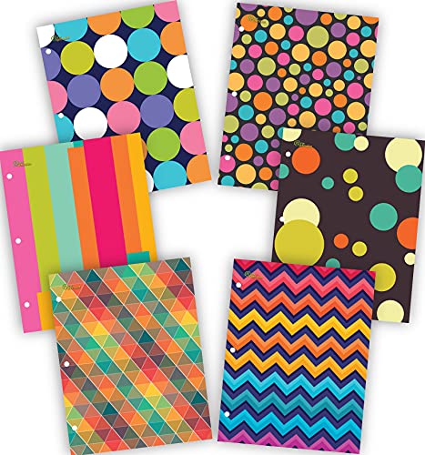 New Generation – School Supplies 2-Pocket Folder Value Pack with Assorted Fashion Eye-Catching Designs – Durable Laminated Letter Size - 6 Pack Folders for School, Home, and Office (Patterns)